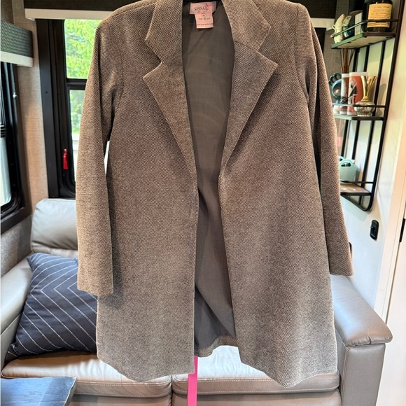 SISSAE Chic Gray Trench Coat Wool-Blend Mid-Length fits like a Small - Picture 1 of 5